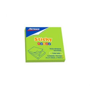 POST-IT ARTESCO 3X3 VERDE NEON 654 PAD 100H