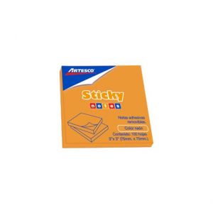 POST-IT ARTESCO 3X3 NARANJA NEON 654 PAD 100H
