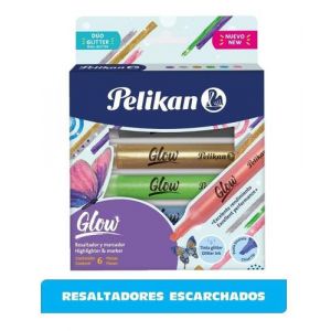 RESALTADOR PELIKAN ESCARCHADO GLOW X 6 COL
