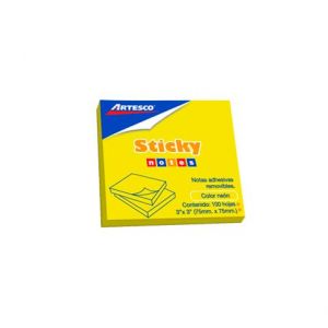 POST-IT ARTESCO 3X3 AMARILLO NEON 654 PAD 100H