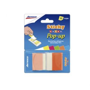 BANDERITA ARTESCO POP UP X 50H NARANJA NEON