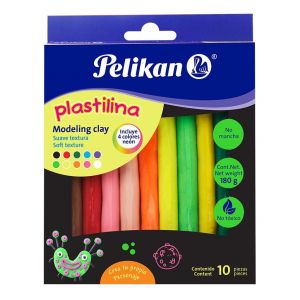 PLASTILINA PELIKAN JUMBO X 10 COL NEON