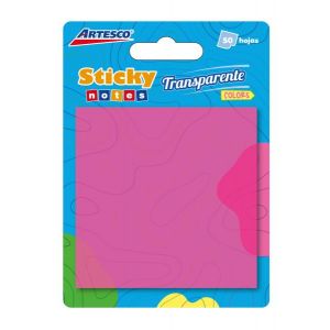 POST-IT ARTESCO 3X3 TRANSPARENTE FUCSIA 654 50H