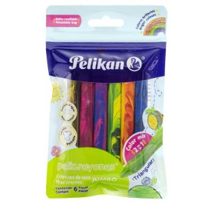 CRAYON PELIKAN JUMBO COLOR MIX TRIANG X 6 UND