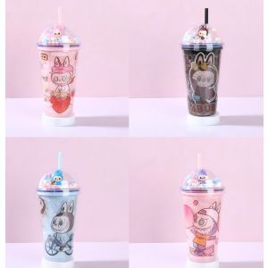 VASO PLASTICO LB C/SORBETE V/COL 450ML JL450390