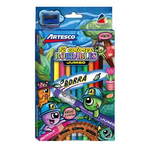 LAPIZ ARTESCO TRIANG BORRABLE JUMBO X 12 COL. + SACAP.