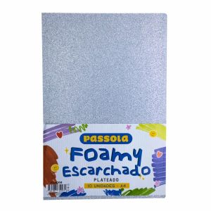FOAMY PASSOLA A4 ESCARCH NORMAL PLATEADO X10