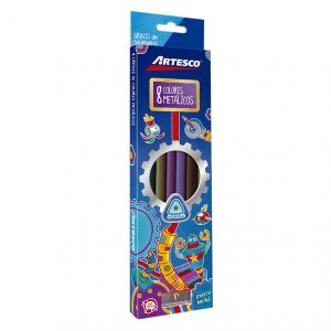 LAPIZ ARTESCO TRIANG LARGOS X 8 COL METALICOS