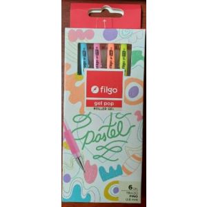 BOLIGRAFO FILGO ROLLER GEL POP C/PATEL CAJA X 6 UND R. GP8-E6-PAS