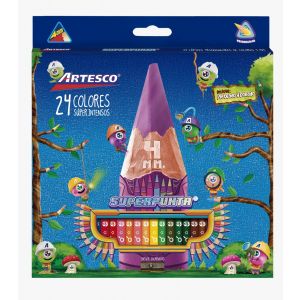 LAPIZ ARTESCO TRIANG LARGO X 24 COL SUPER PUNTA 4MM + SACAP