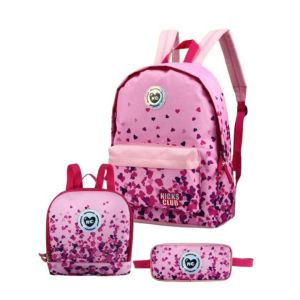MOCHILA NICKSCLUB ROSADA+CARTUCHERA+LONCHERA SPATU-13