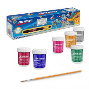 TEMPERA ARTESCO KIDS METALICAS X 6 COL+PINCEL 20ML