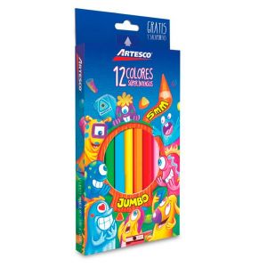 LAPIZ ARTESCO TRIANG LARGO JUMBO X 12 COLORES 5MM