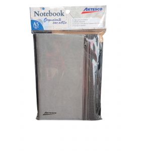 LIBRETA ARTESCO NB ZIPPER GRIS 96H 80GR + LAPICERO