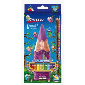 LAPIZ ARTESCO TRIANG LARGO X 12 COL SUPER PUNTA 4MM C/PROM