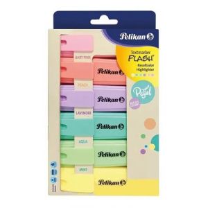 RESALTADOR PELIKAN FLASH PASTEL SET X 5 COL +1 041-900-462