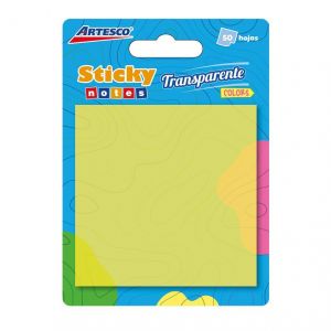 POST-IT ARTESCO 3X3 TRANSPARENTE AMARILLO 654 50H