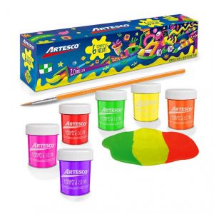 TEMPERA ARTESCO KIDS NEON X 6 COL+PINCEL 20ML