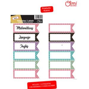MEMBRETE / ETIQUETA CHIC P/MATERIAS X 12