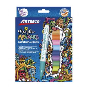 MARCADOR ARTESCO ACRYLIC MARKERS 12 COL.