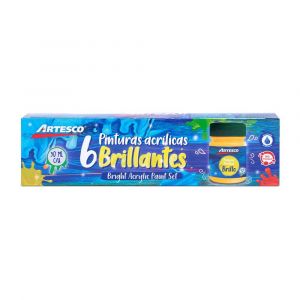 PINTURA ARTESCO ACRILICA BRILLANTE SET X 6COL 30ML C/U