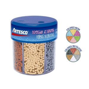 CONFETI ARTESCO NEON/METAL FRASCO DISPENSADOR 80GR