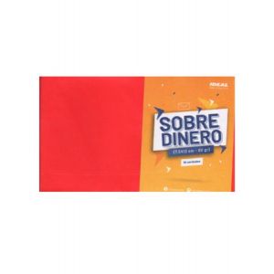 SOBRE IDEAL P/DINERO X 10UNDS ROJO 7.5X12CM