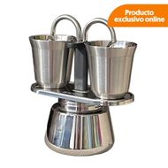 Cafetera Tipo Moka Baccio Duetto con 2 Vasos Plata | BM-D100P