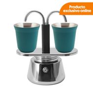 Cafetera Tipo Moka Baccio Duetto con 2 Vasos Verdes | BM-D100V