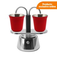 Cafetera Tipo Moka Baccio Duetto con 2 Vasos Rojos | BM-D100R
